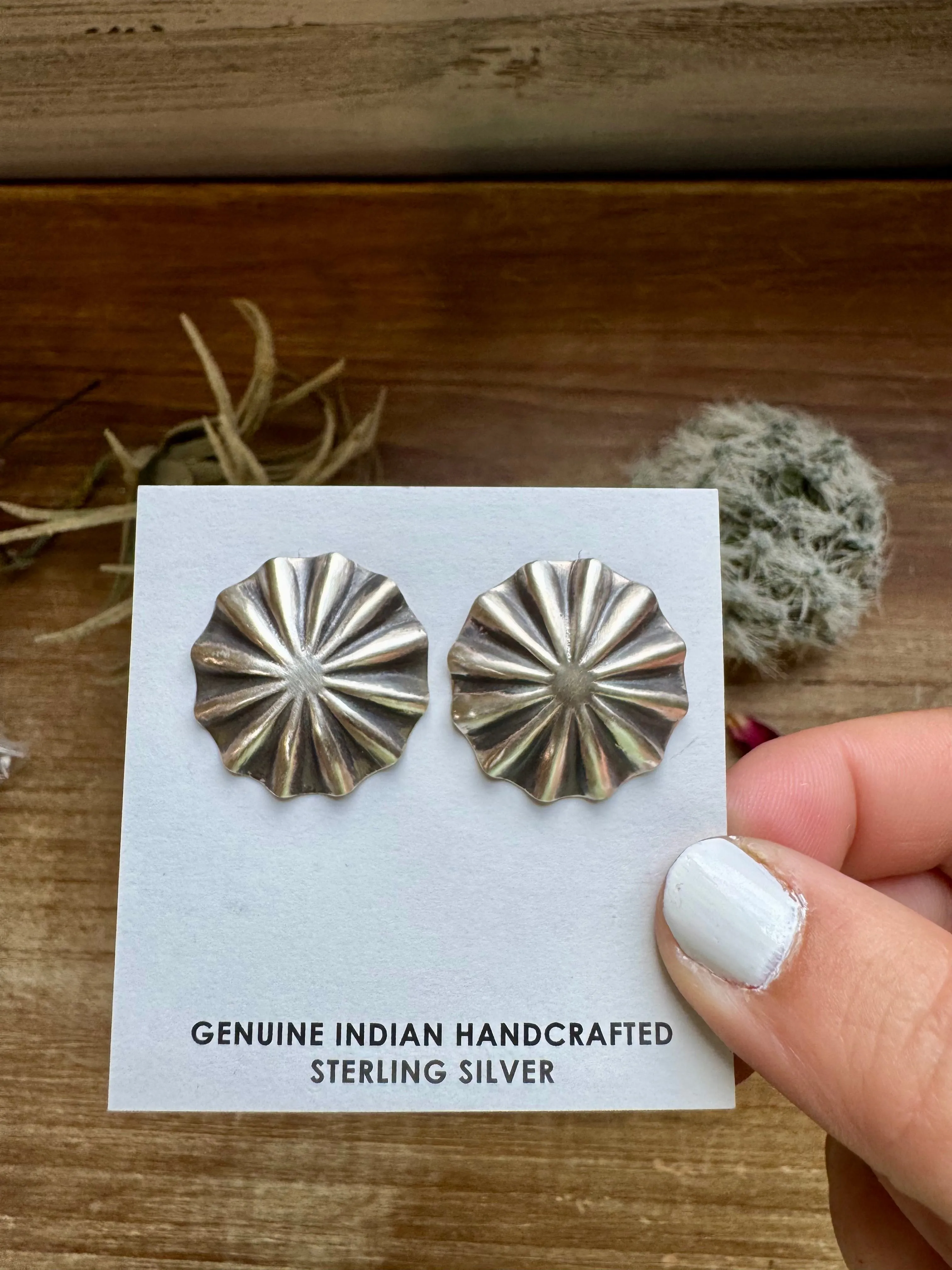 Sterling Silver Concho Earrings