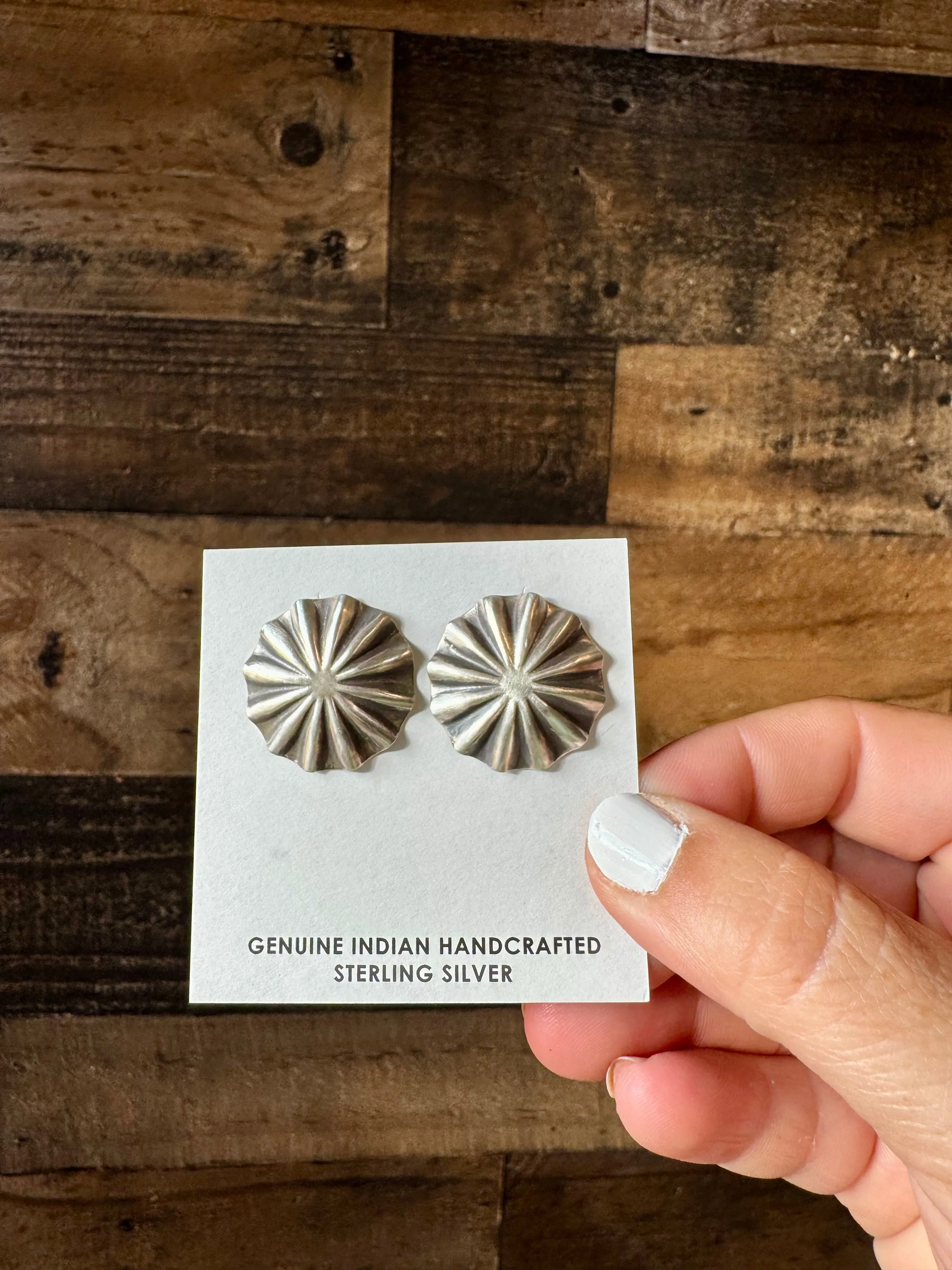 Sterling Silver Concho Earrings
