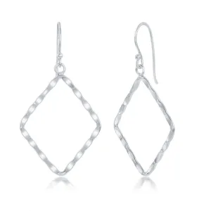 Sterling Silver Hammered Diamond Shaped Earrings (95225)