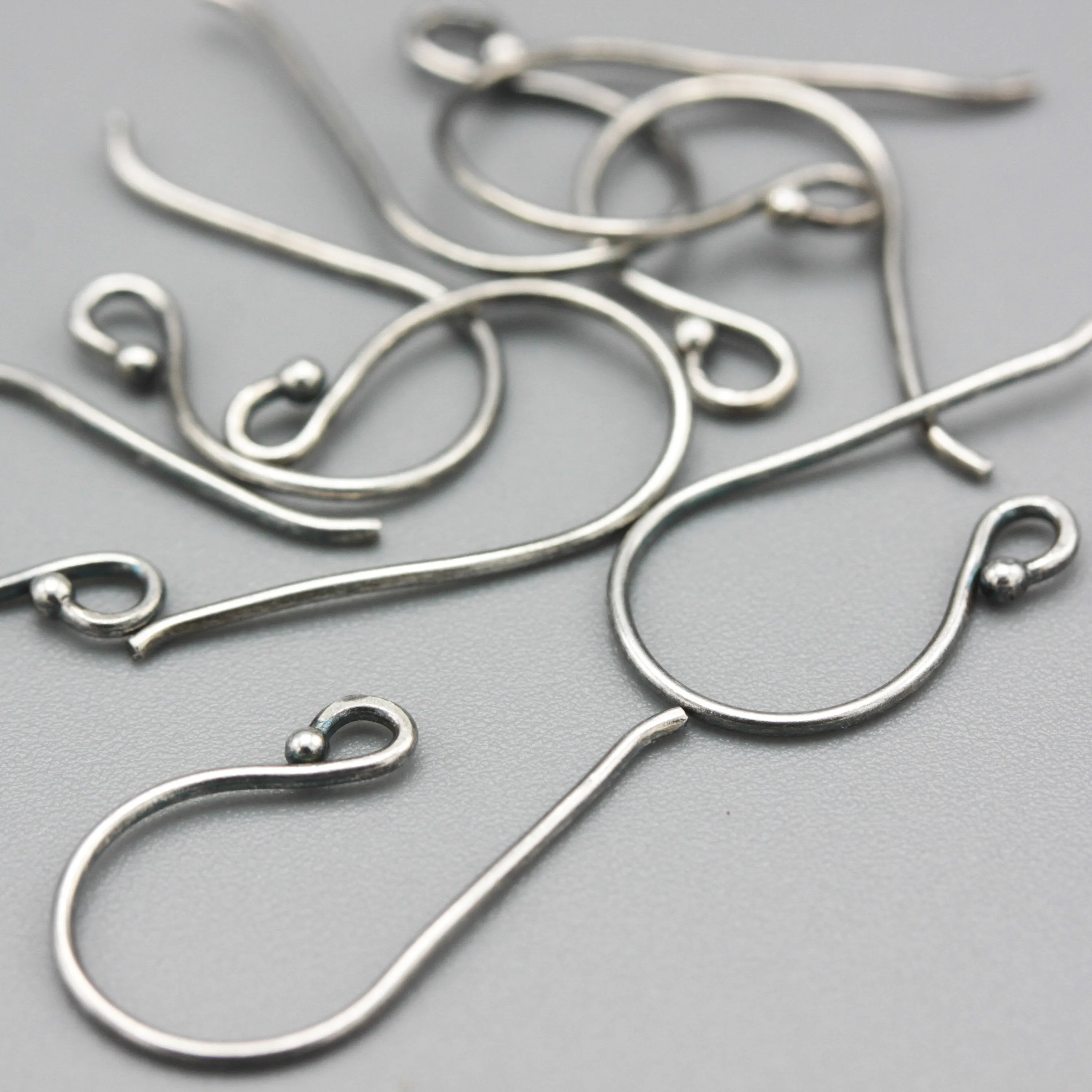 Sterling silver oxidized earrings with loop and 1.5 mm ball, Ear Wire, 925 Sterling Silver, Ear Hooks, Simple Classic with 1.5mm ball