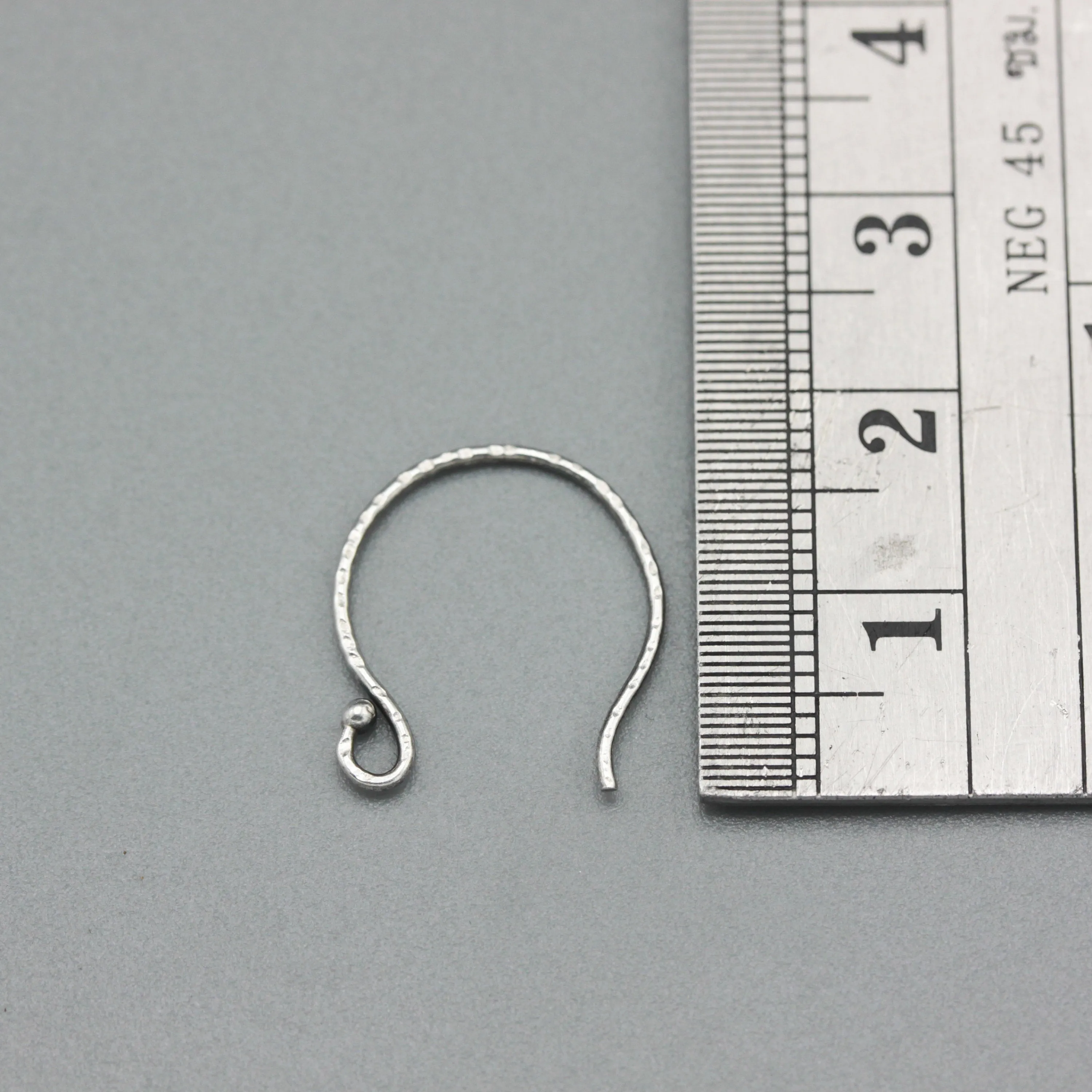 Sterling silver oxidized hammered earrings outside loop and ball, Ear Wires, 925 Sterling Silver, Ear Hooks, Simple Classic with 1.5mm ball