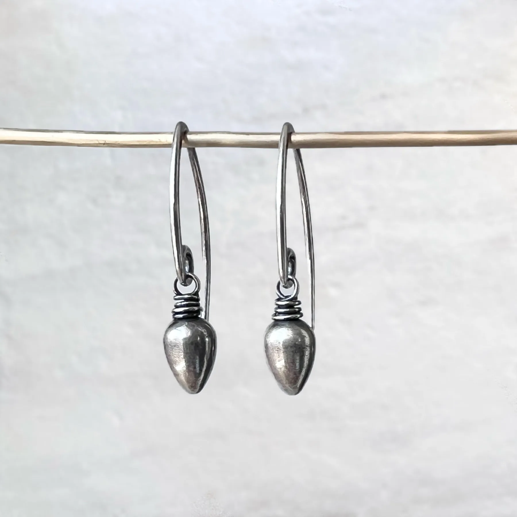Sterling Silver Teardrop Spike Earrings | Small Silver Point Dangle Earrings