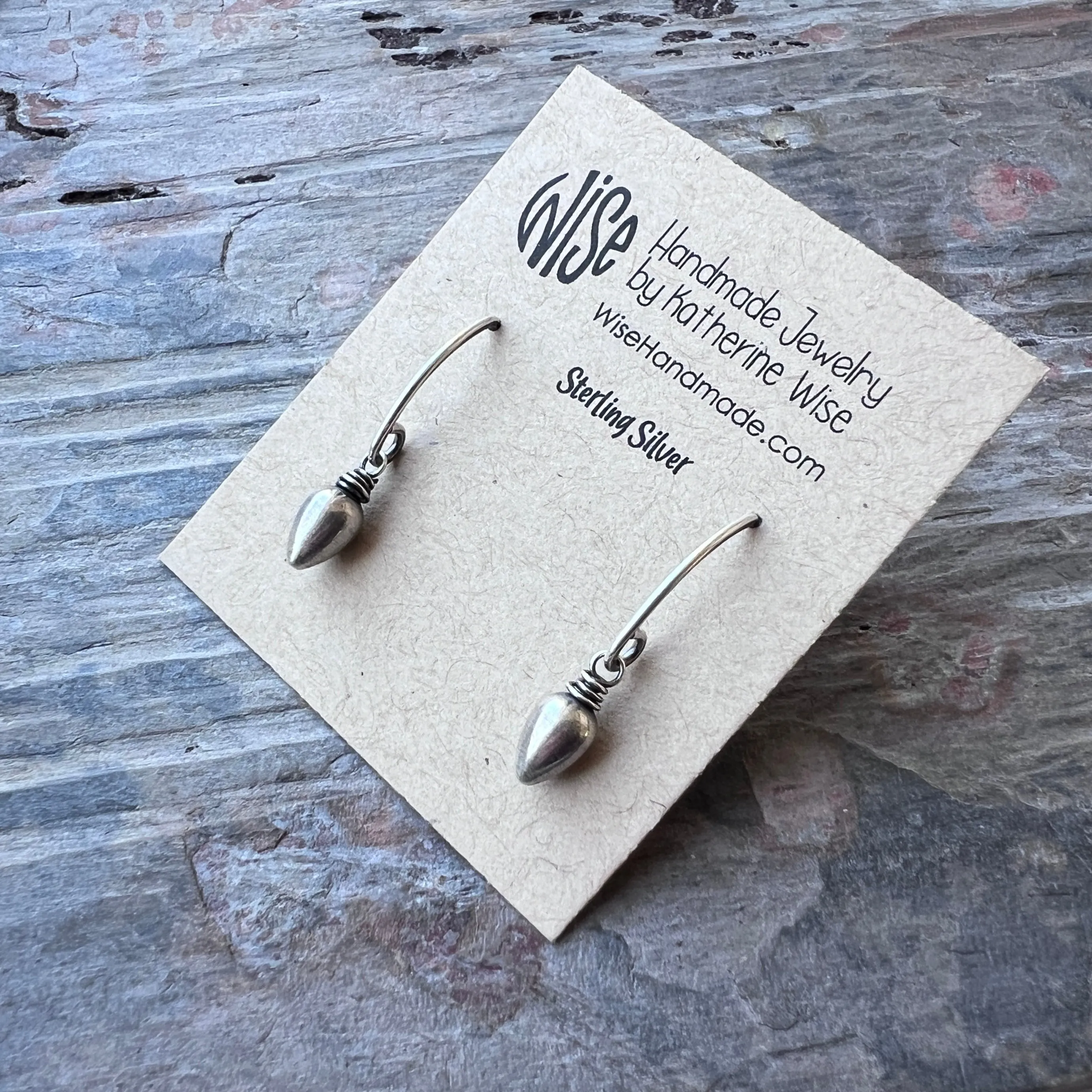Sterling Silver Teardrop Spike Earrings | Small Silver Point Dangle Earrings