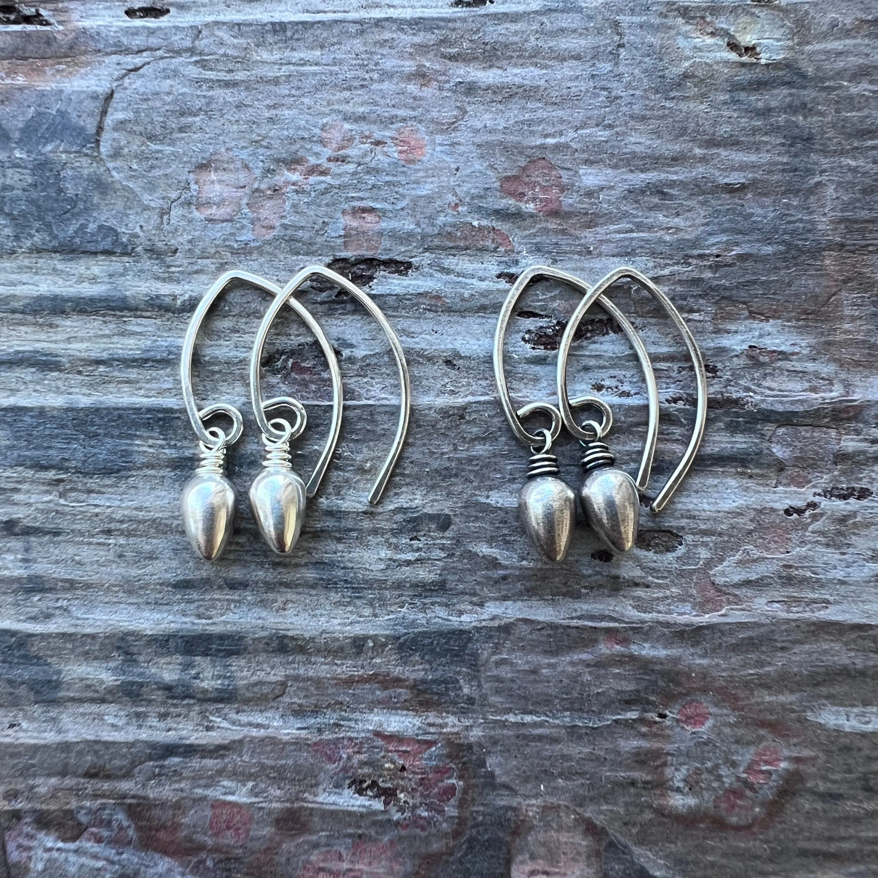 Sterling Silver Teardrop Spike Earrings | Small Silver Point Dangle Earrings