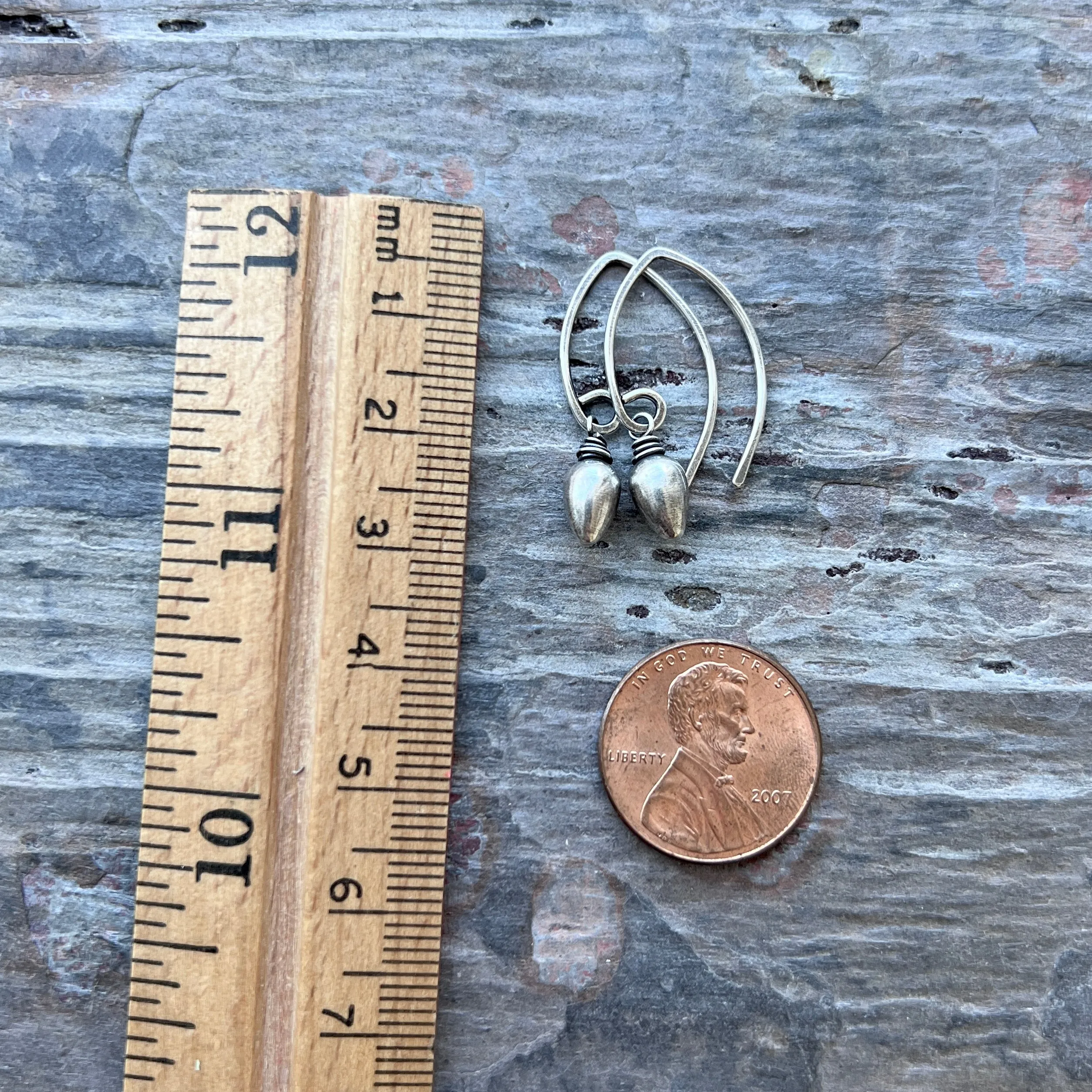 Sterling Silver Teardrop Spike Earrings | Small Silver Point Dangle Earrings