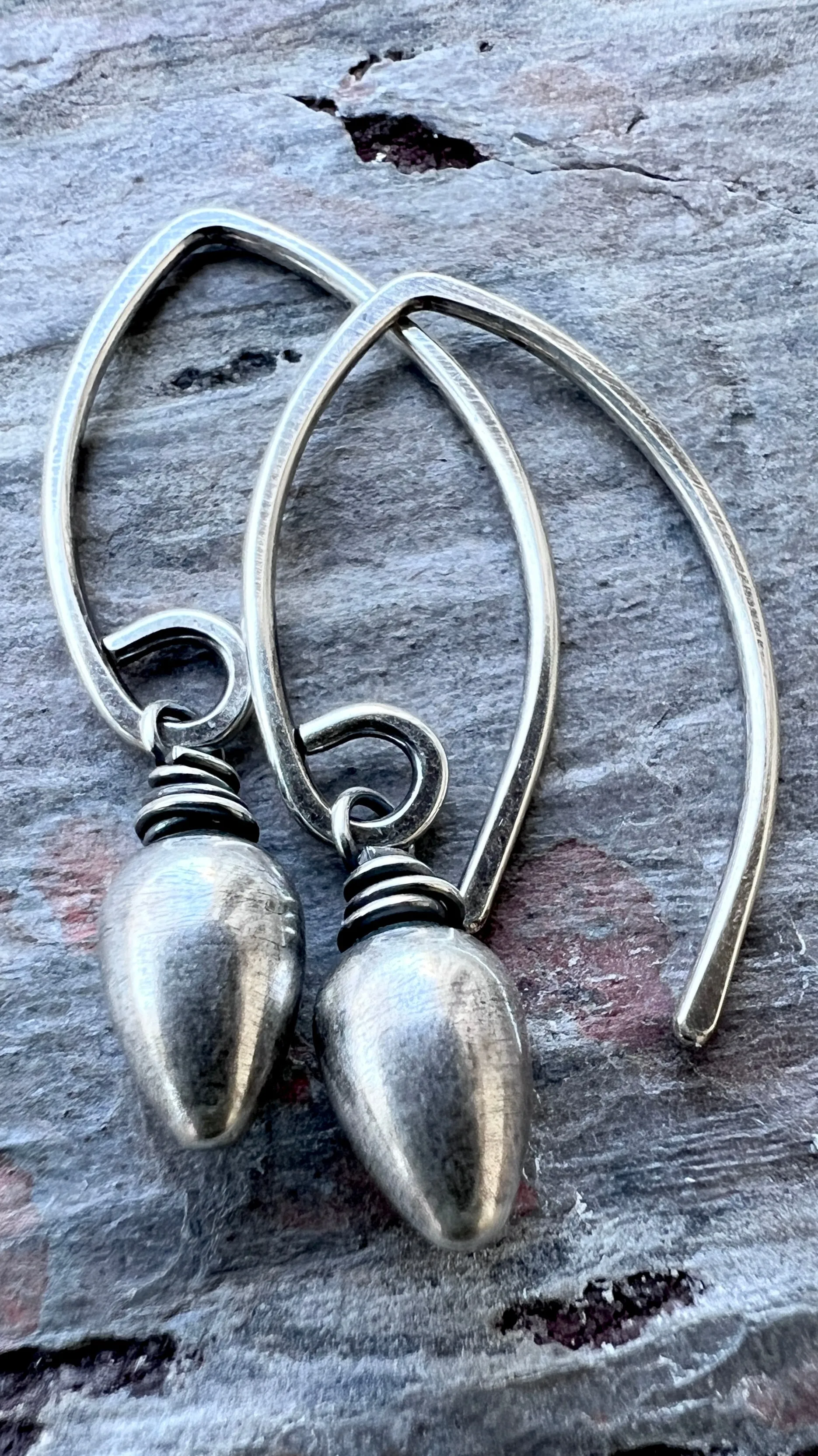 Sterling Silver Teardrop Spike Earrings | Small Silver Point Dangle Earrings