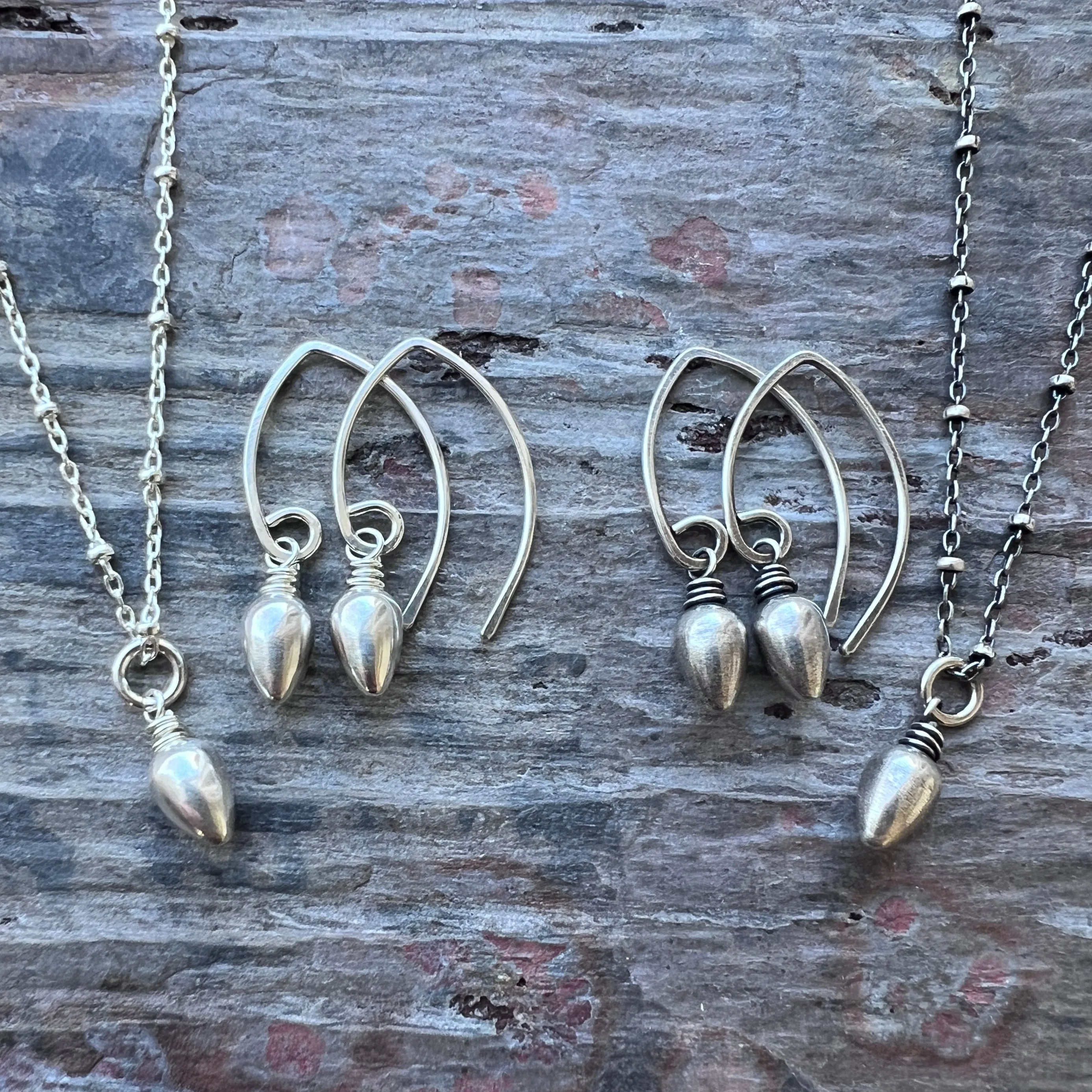 Sterling Silver Teardrop Spike Earrings | Small Silver Point Dangle Earrings