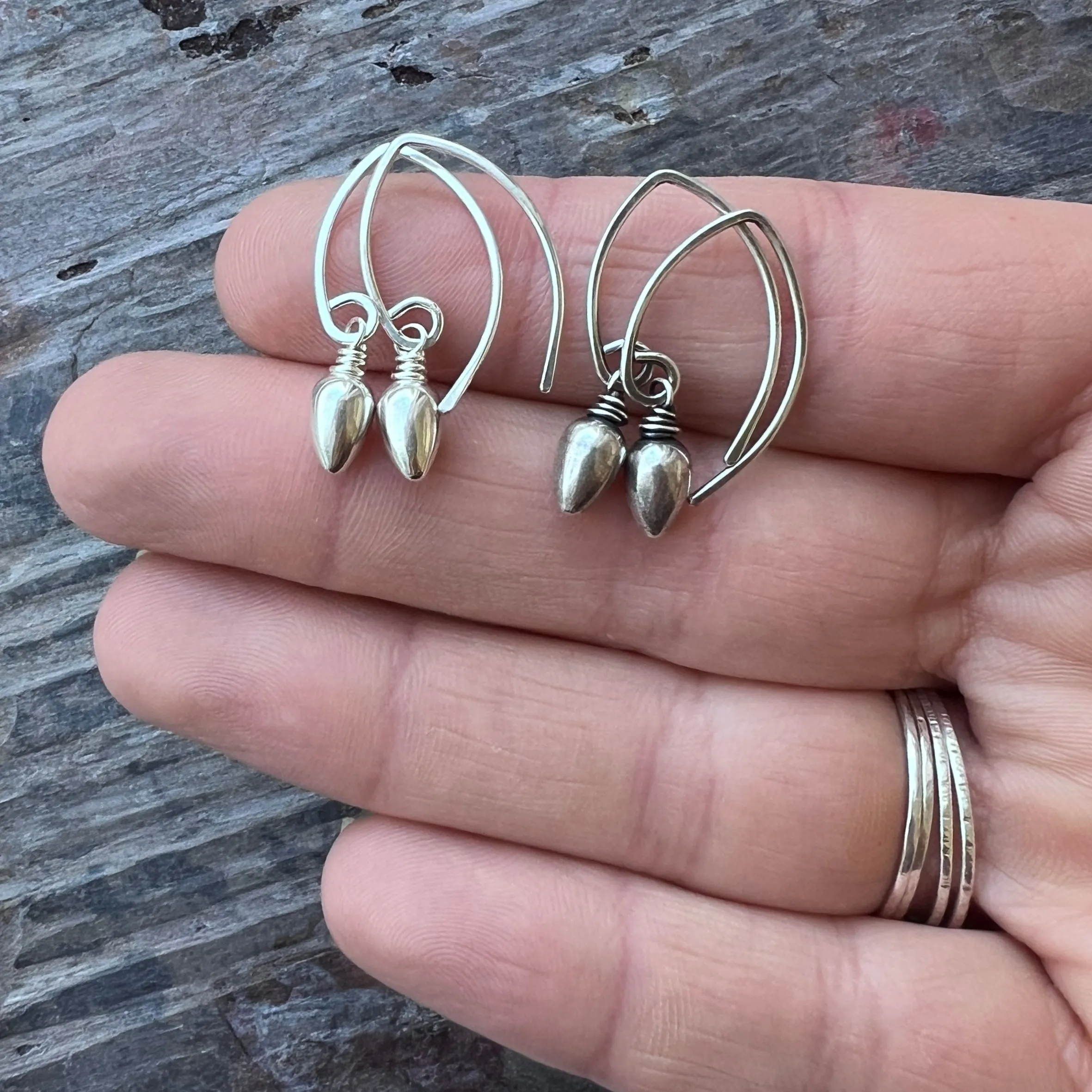 Sterling Silver Teardrop Spike Earrings | Small Silver Point Dangle Earrings