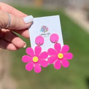 Summertime Bloom Earrings - Hot Pink