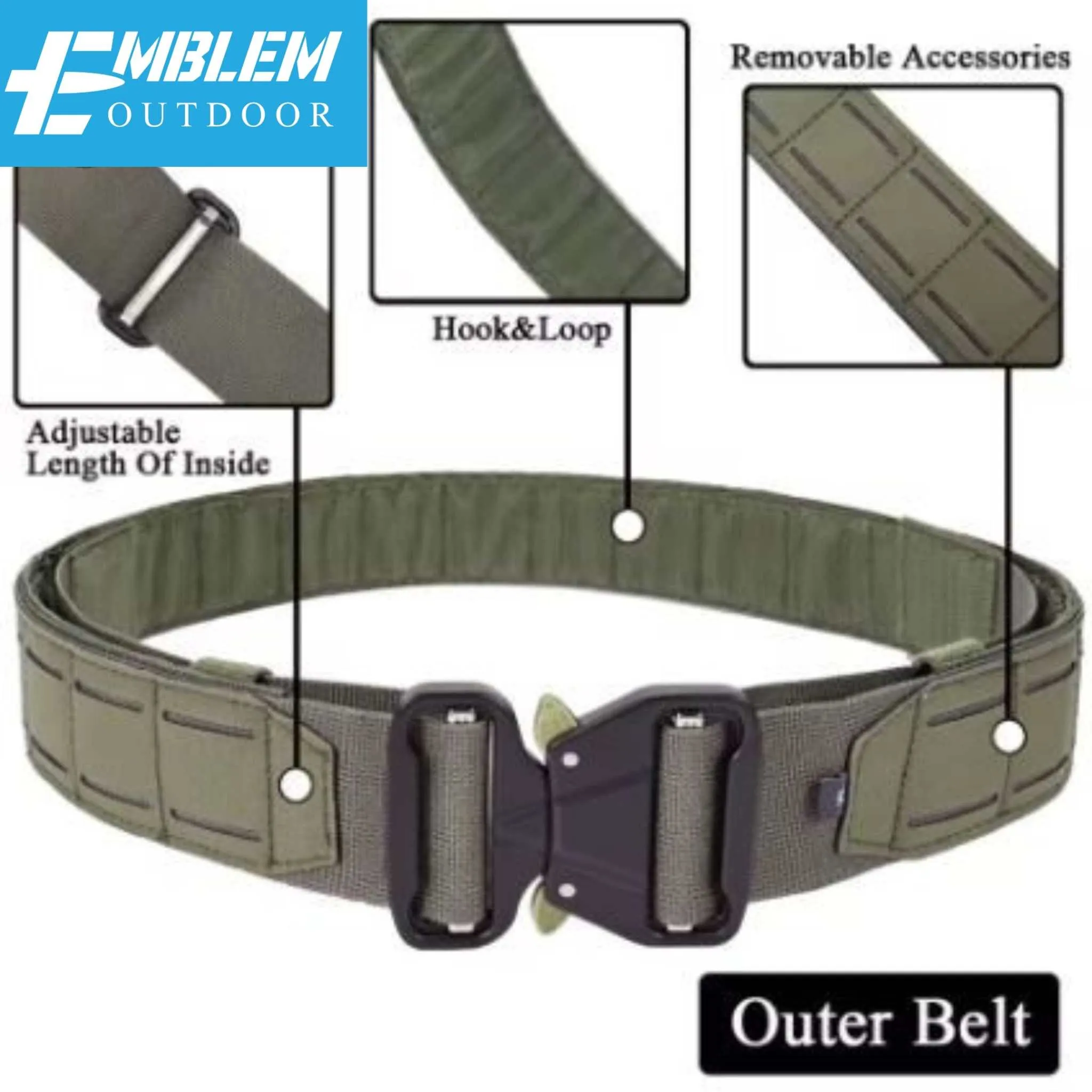 Tactical Metal Buckle Battle Belt with MOLLE system