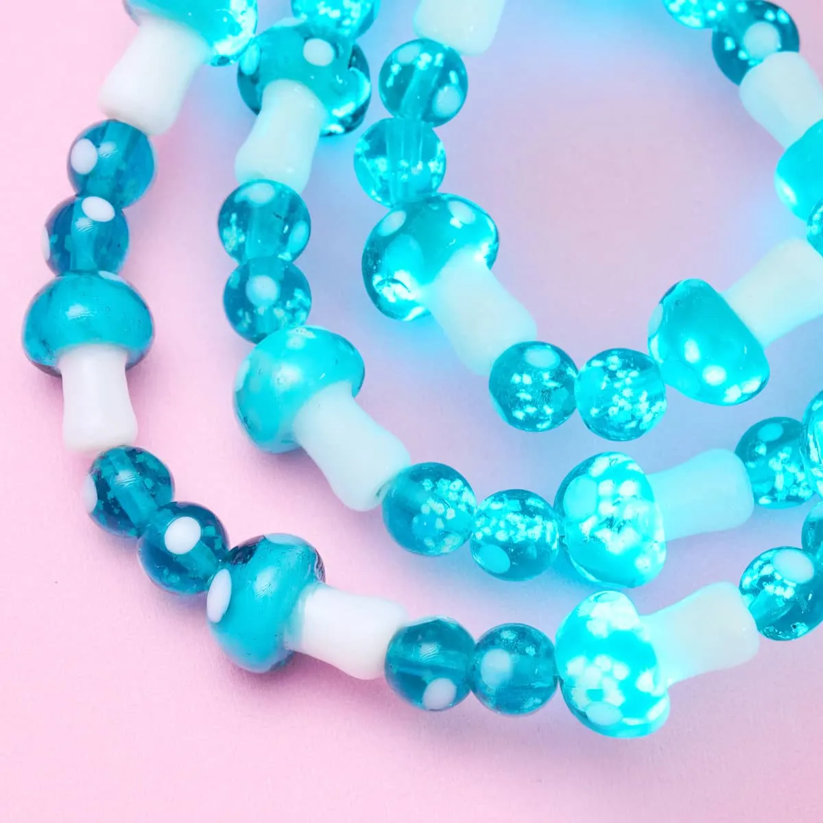 Teal | .925 Sterling Silver | Deluxe Firefly Glass Mushroom Bracelet