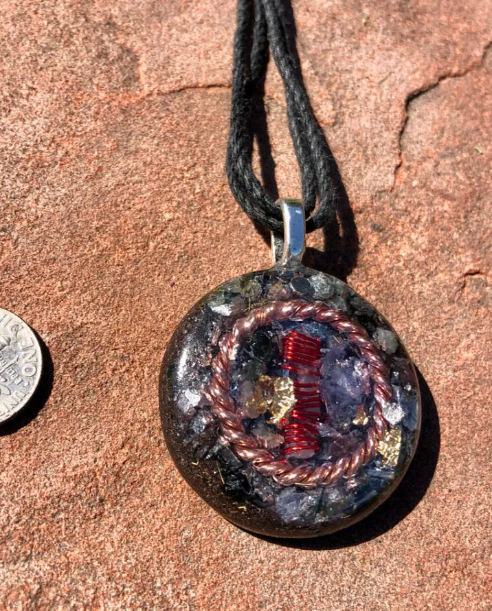 The “Tensor Ring Sun Disc” Orgone Amulet - Aura Protection