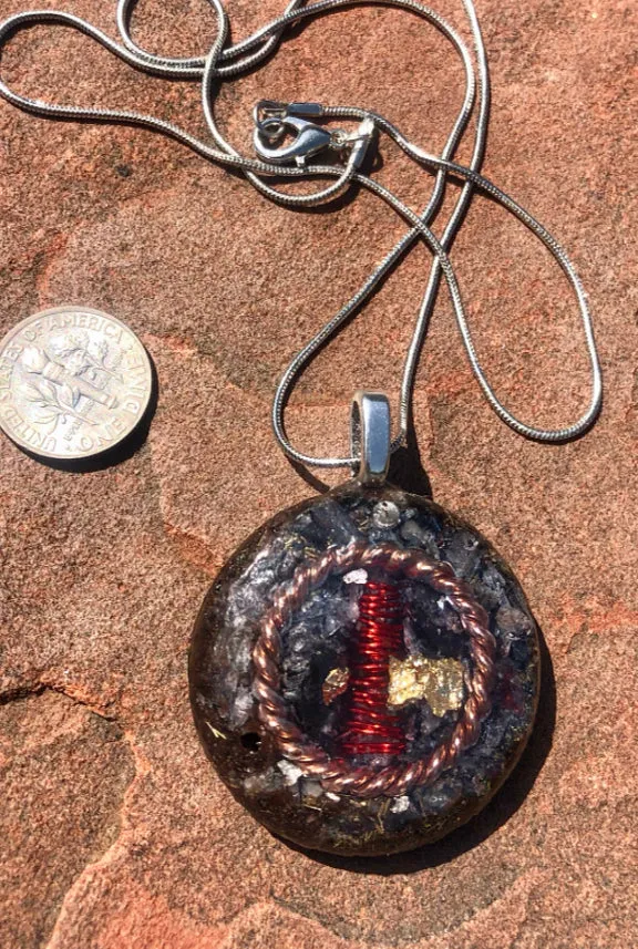 The “Tensor Ring Sun Disc” Orgone Amulet - Aura Protection