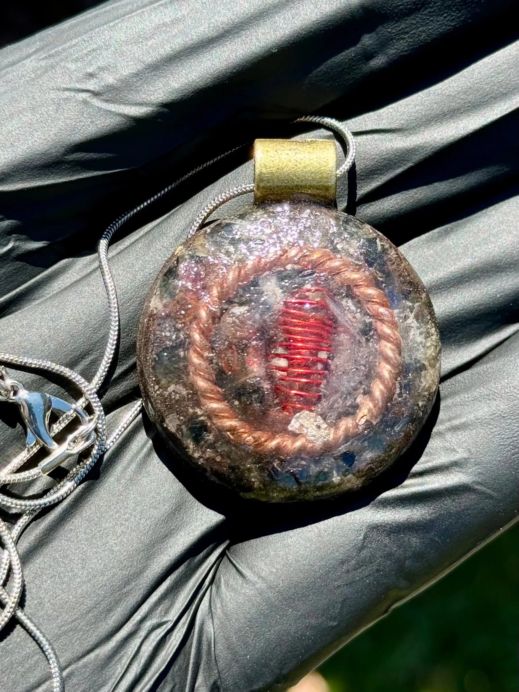 The “Tensor Ring Sun Disc” Orgone Amulet - Aura Protection