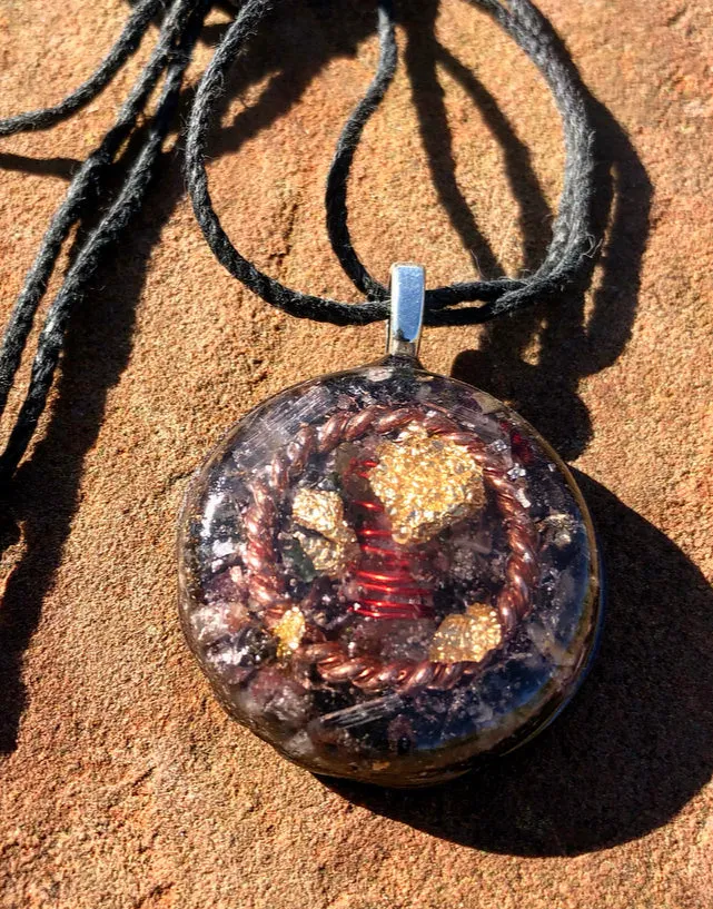 The “Tensor Ring Sun Disc” Orgone Amulet - Aura Protection