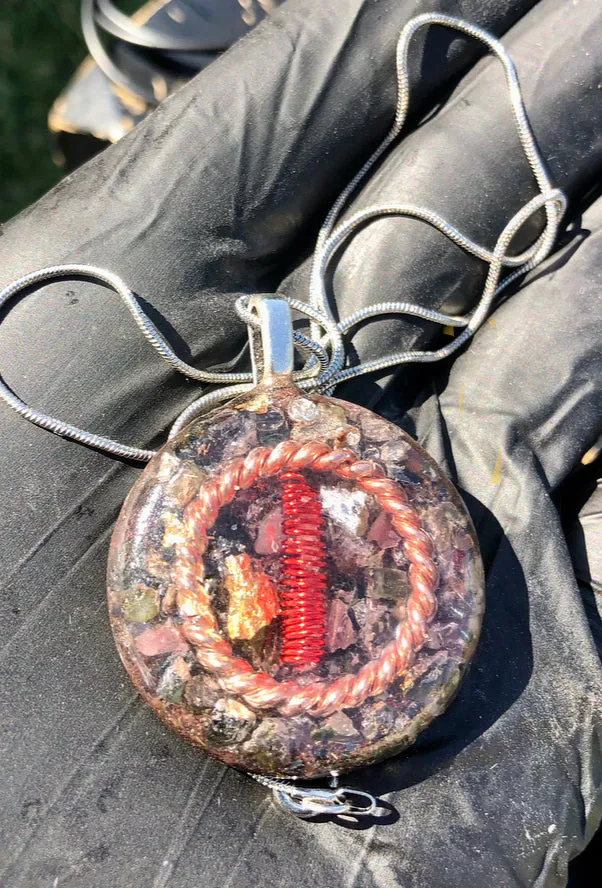 The “Tensor Ring Sun Disc” Orgone Amulet - Aura Protection