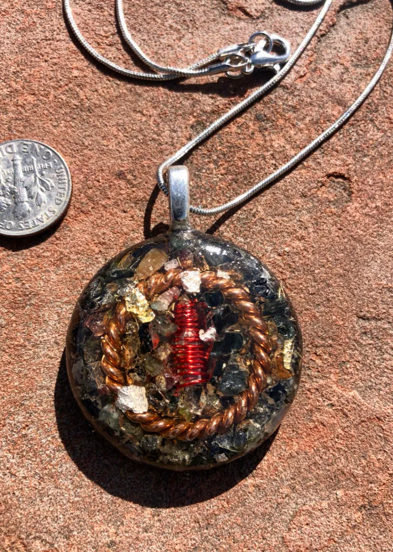 The “Tensor Ring Sun Disc” Orgone Amulet - Aura Protection