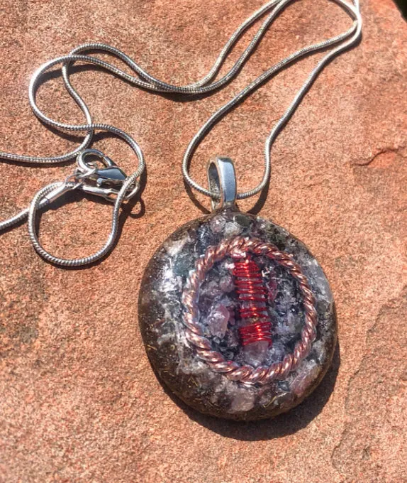 The “Tensor Ring Sun Disc” Orgone Amulet - Aura Protection