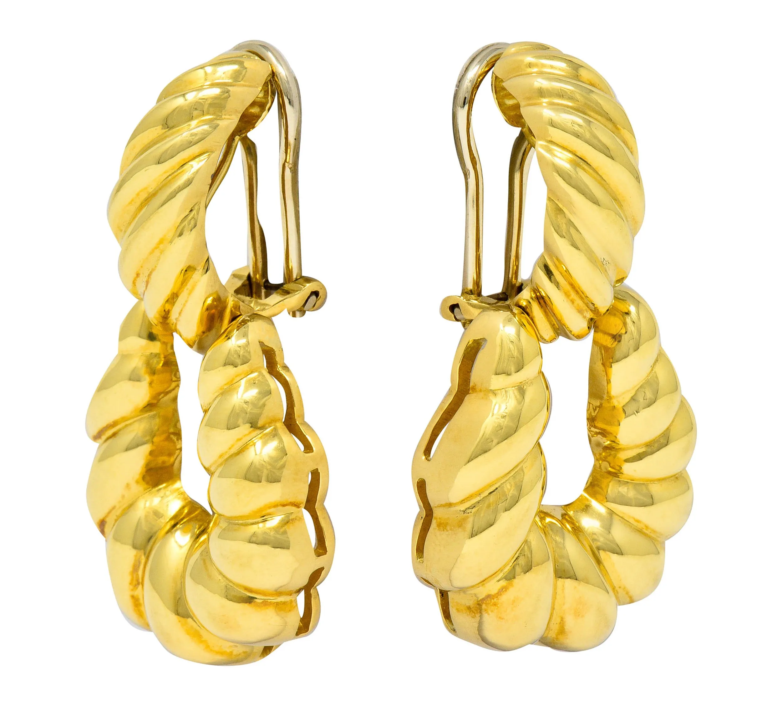 Tiffany & Co. 18 Karat Gold Ribbed Doorknocker Ear-Clip Earrings