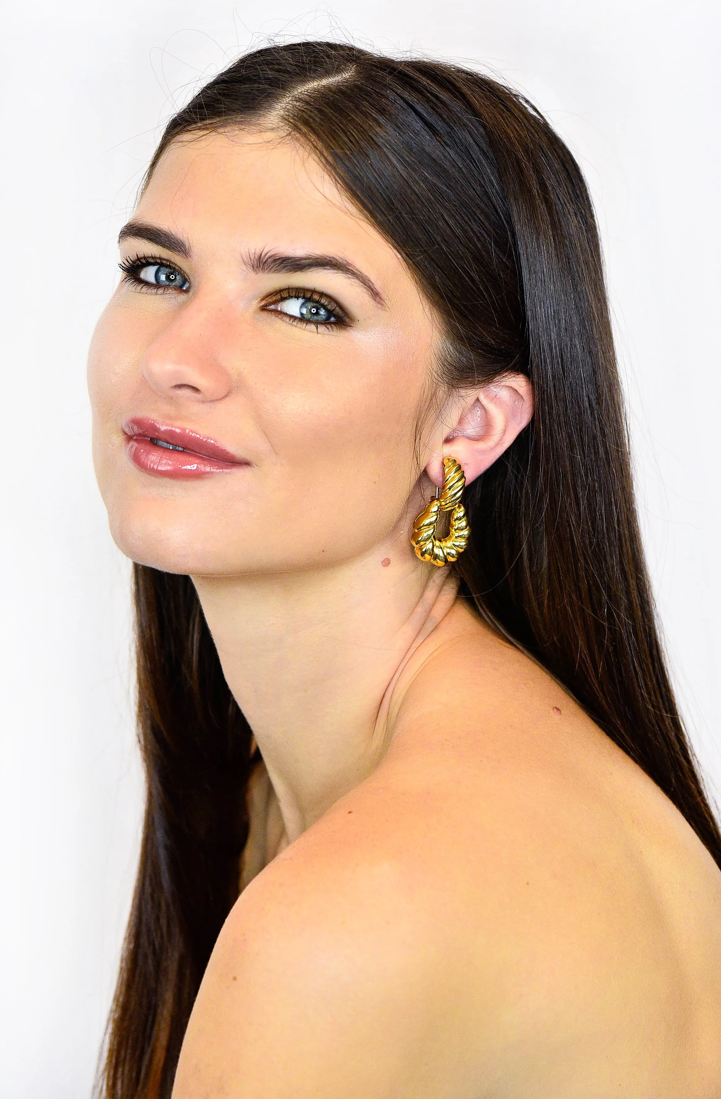 Tiffany & Co. 18 Karat Gold Ribbed Doorknocker Ear-Clip Earrings