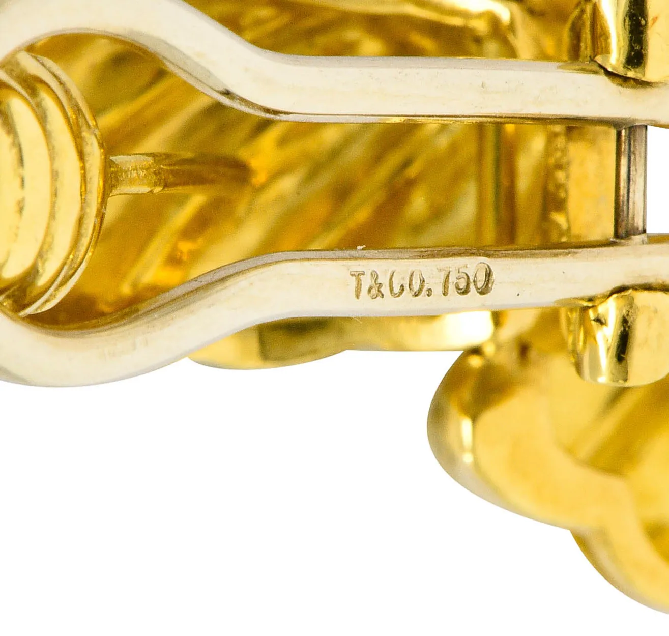 Tiffany & Co. 18 Karat Gold Ribbed Doorknocker Ear-Clip Earrings