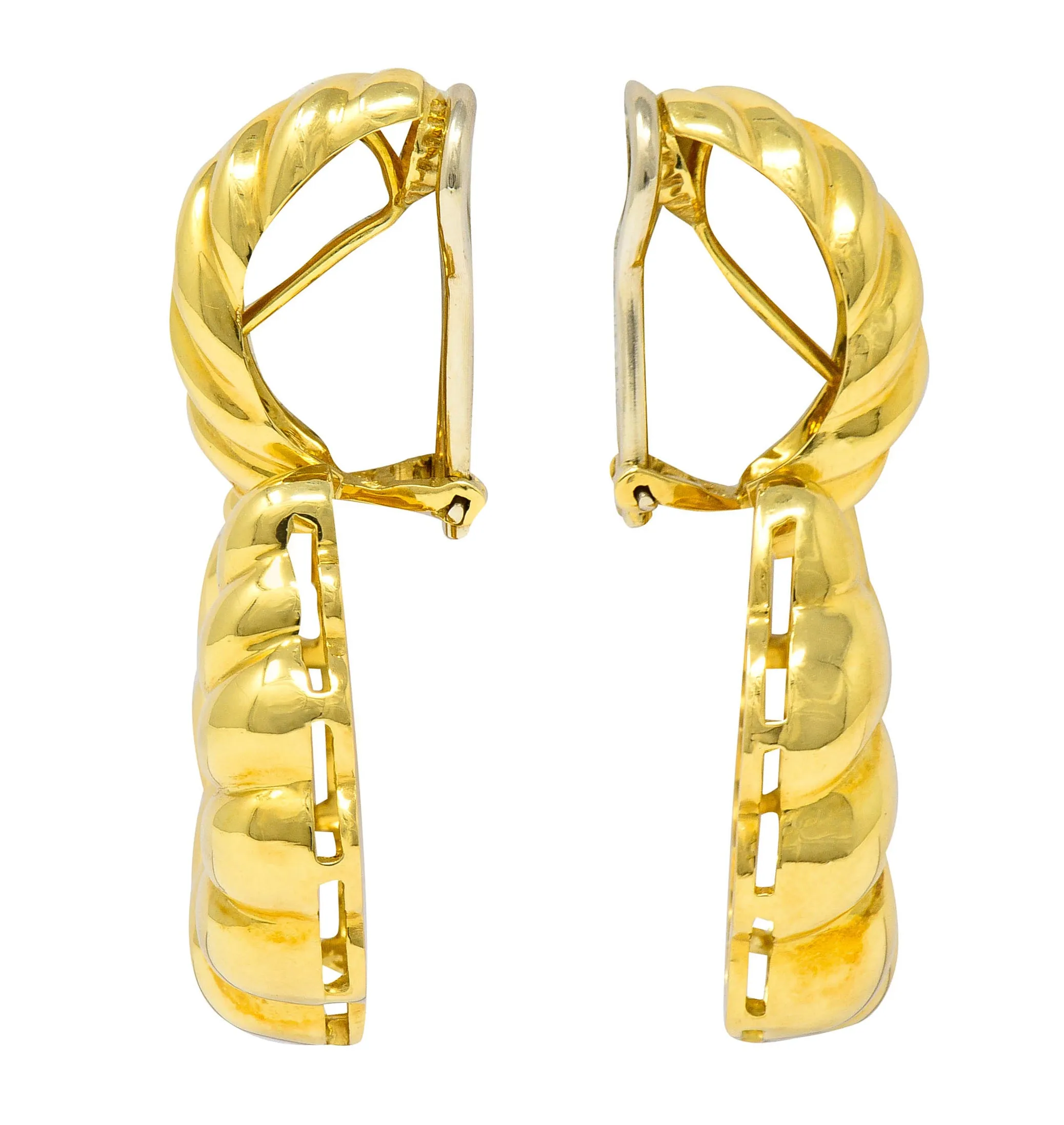Tiffany & Co. 18 Karat Gold Ribbed Doorknocker Ear-Clip Earrings
