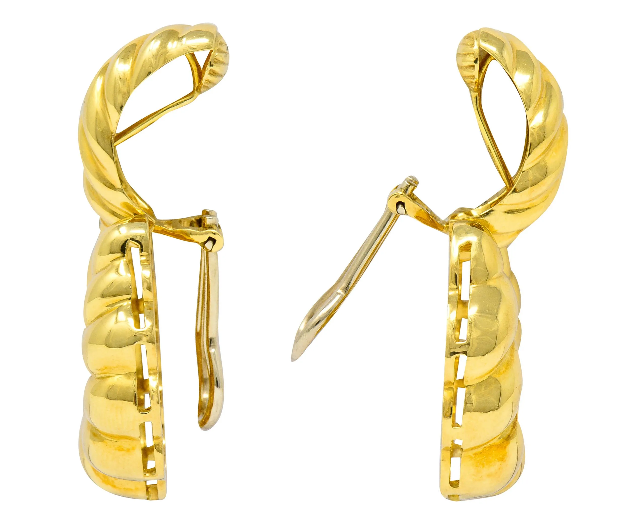 Tiffany & Co. 18 Karat Gold Ribbed Doorknocker Ear-Clip Earrings
