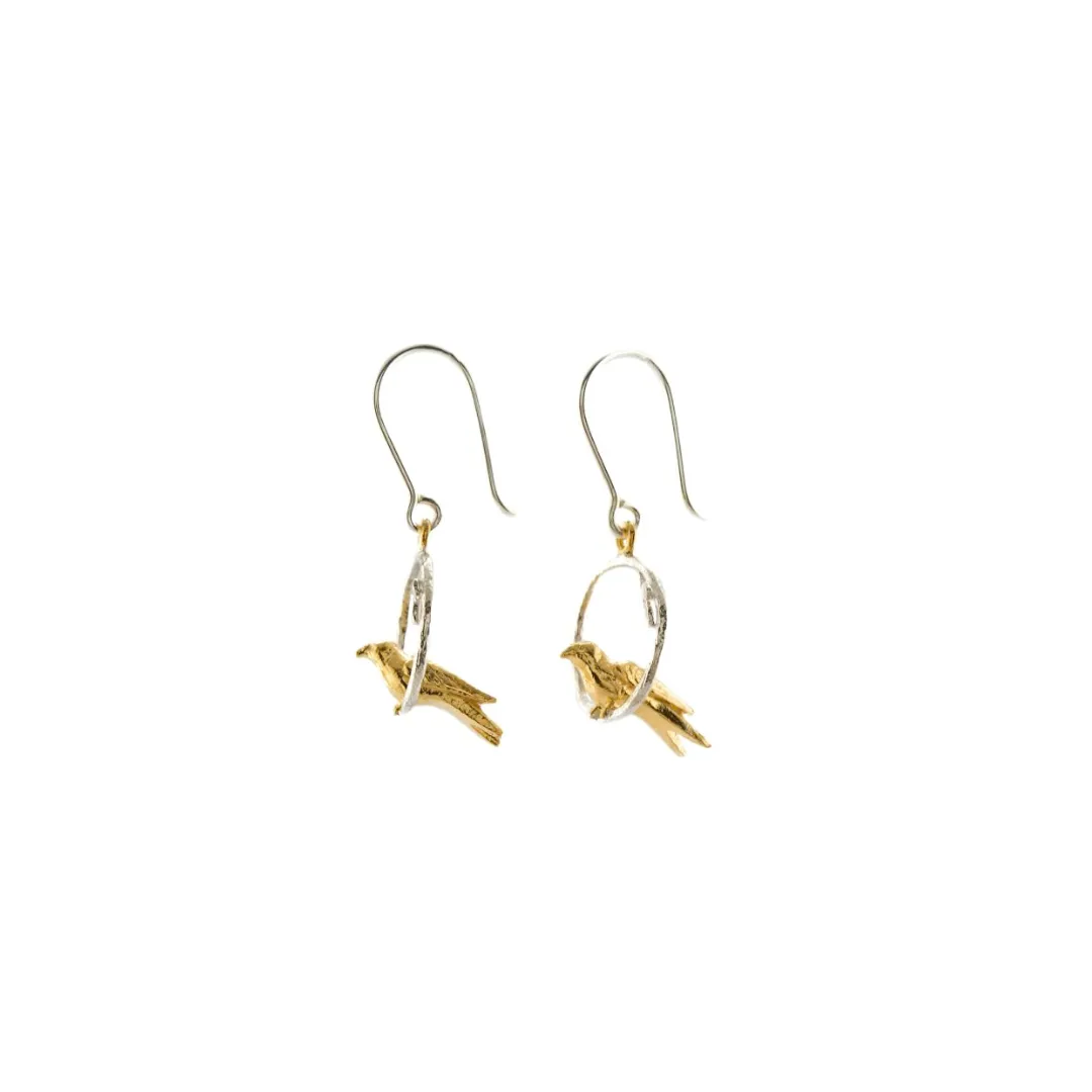 Tiny Bird Loop Earrings