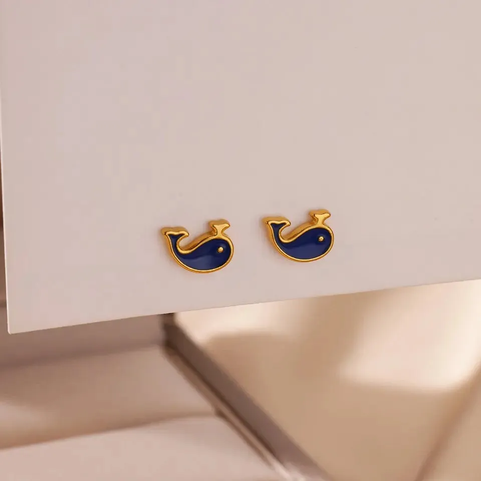 Tiny Whale Stud Earrings