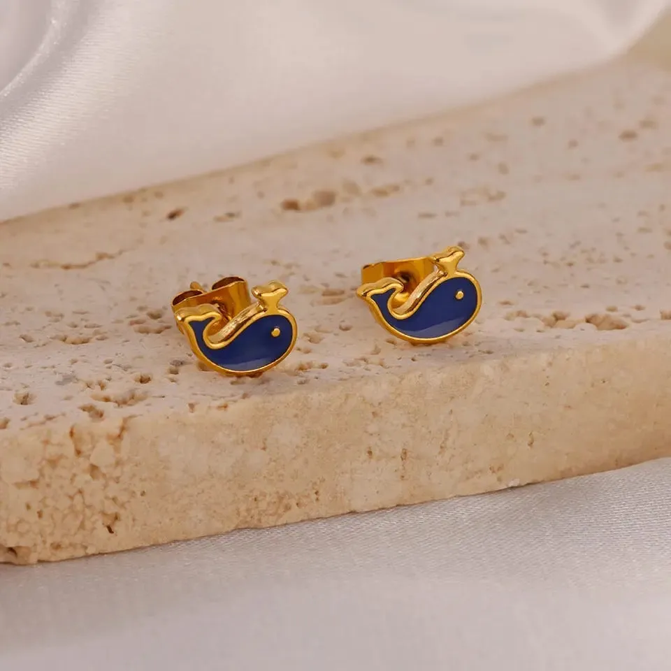 Tiny Whale Stud Earrings
