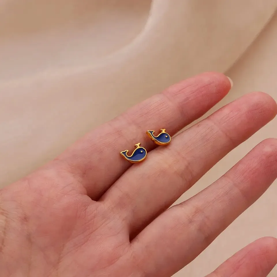 Tiny Whale Stud Earrings