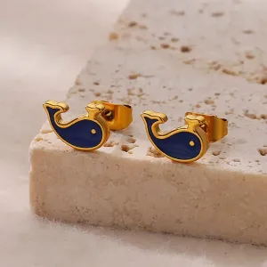 Tiny Whale Stud Earrings