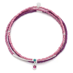 Tonal Chromacolor Miyuki Bracelet Trio - Fuchsia/Silver
