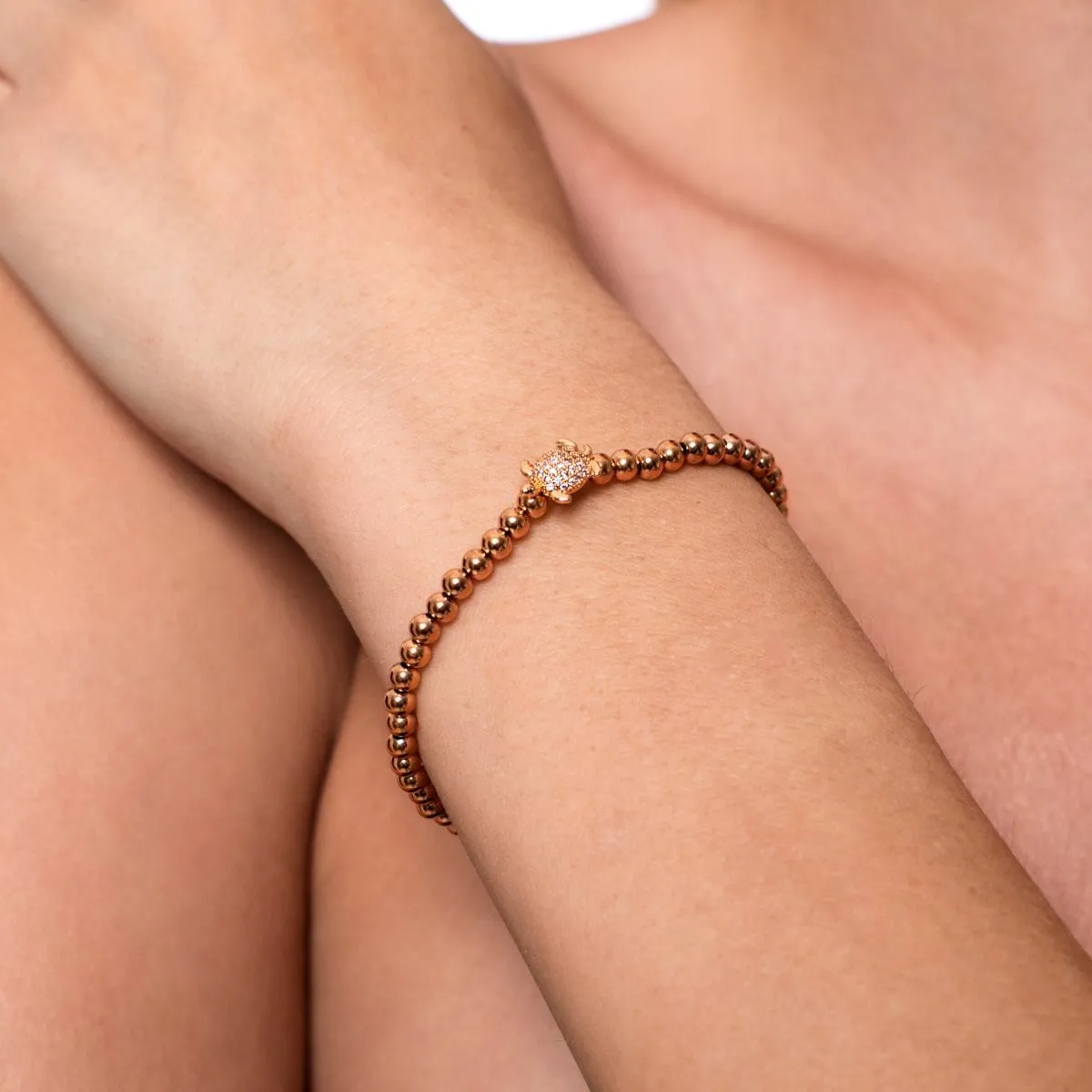 Tortuga | 18k Rose Gold | Crystal Sea Turtle Bracelet
