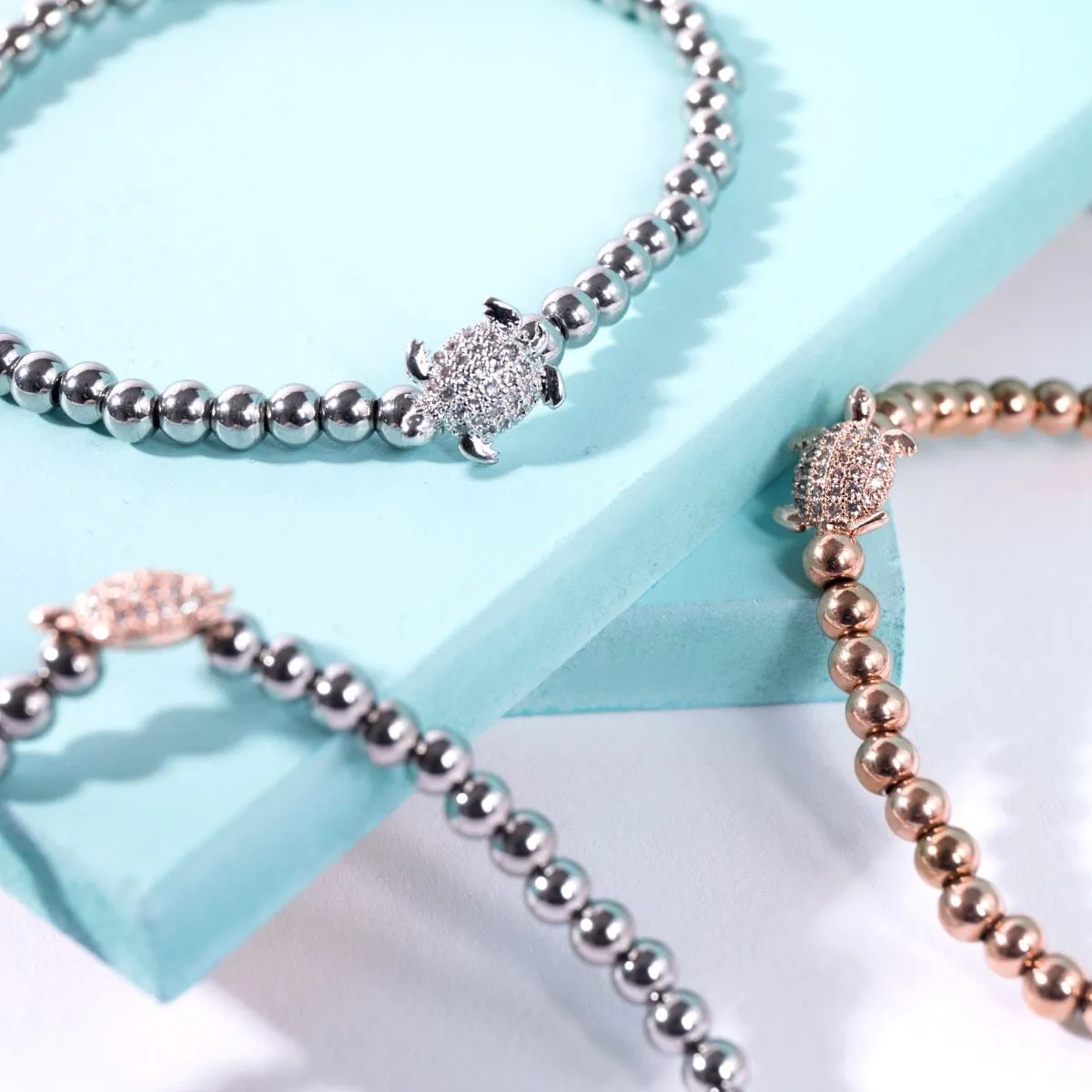 Tortuga | 18k Rose Gold | Crystal Sea Turtle Bracelet
