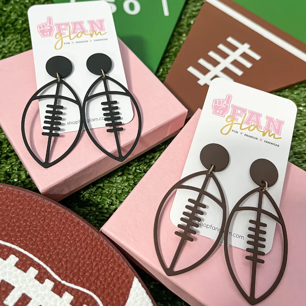 TOUCHDOWN FOOTBALL STUD DANGLE EARRINGS