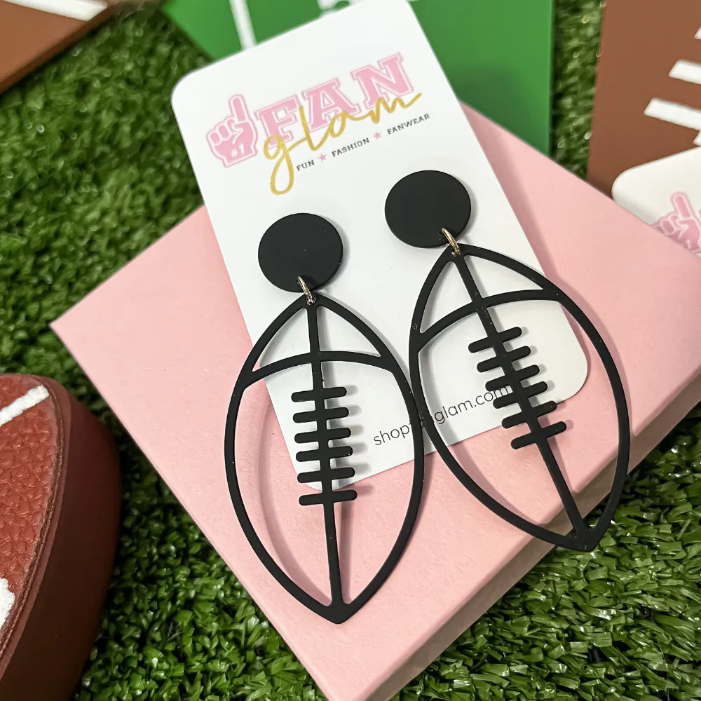 TOUCHDOWN FOOTBALL STUD DANGLE EARRINGS