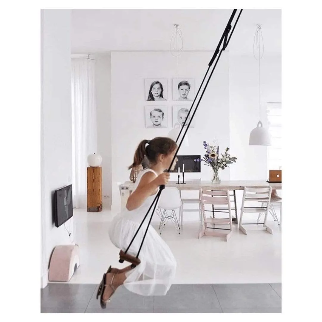 Traditional Board Swing - Black Rope