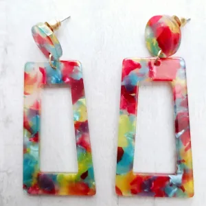 Trendy Square Tortoiseshell Drop Earrings