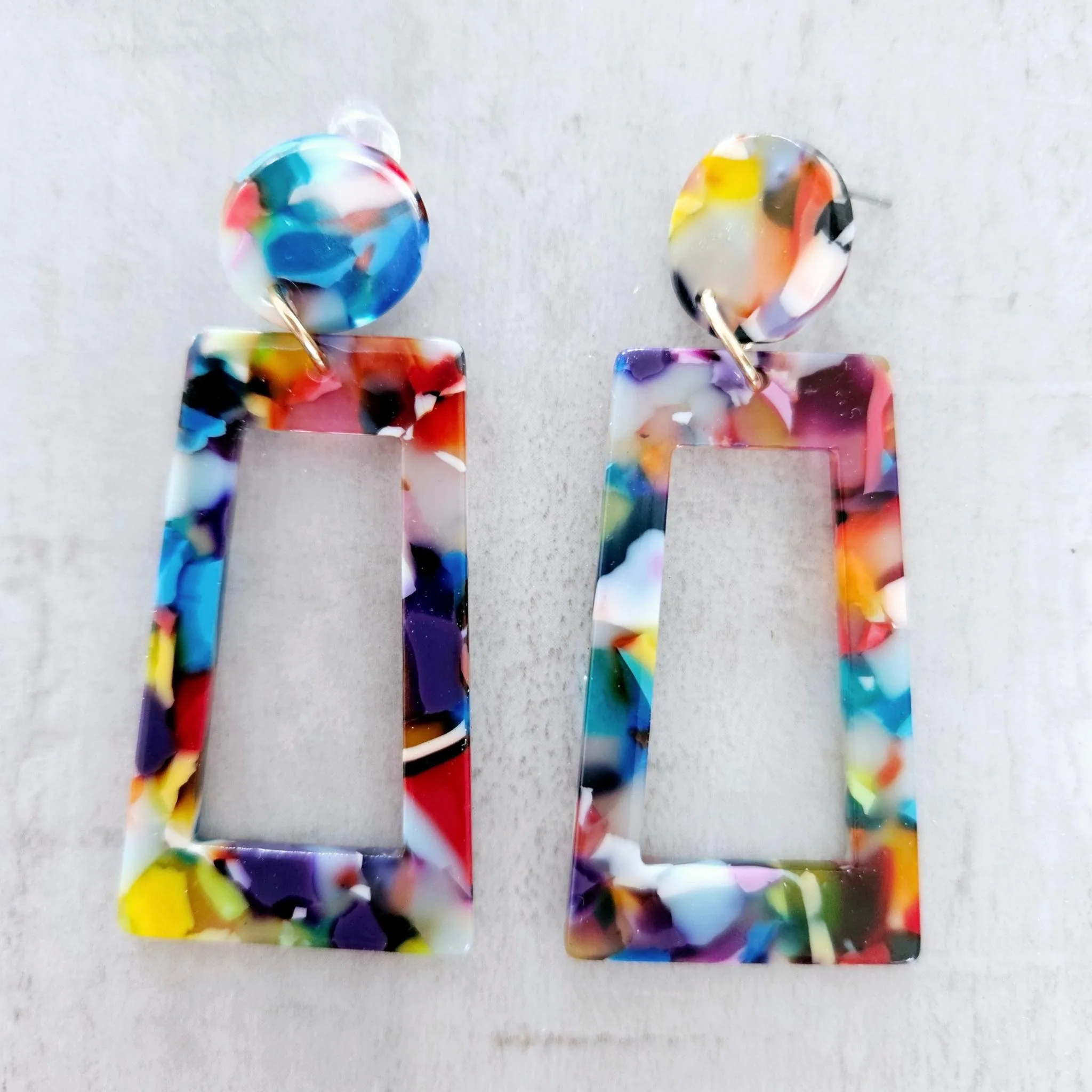 Trendy Square Tortoiseshell Drop Earrings