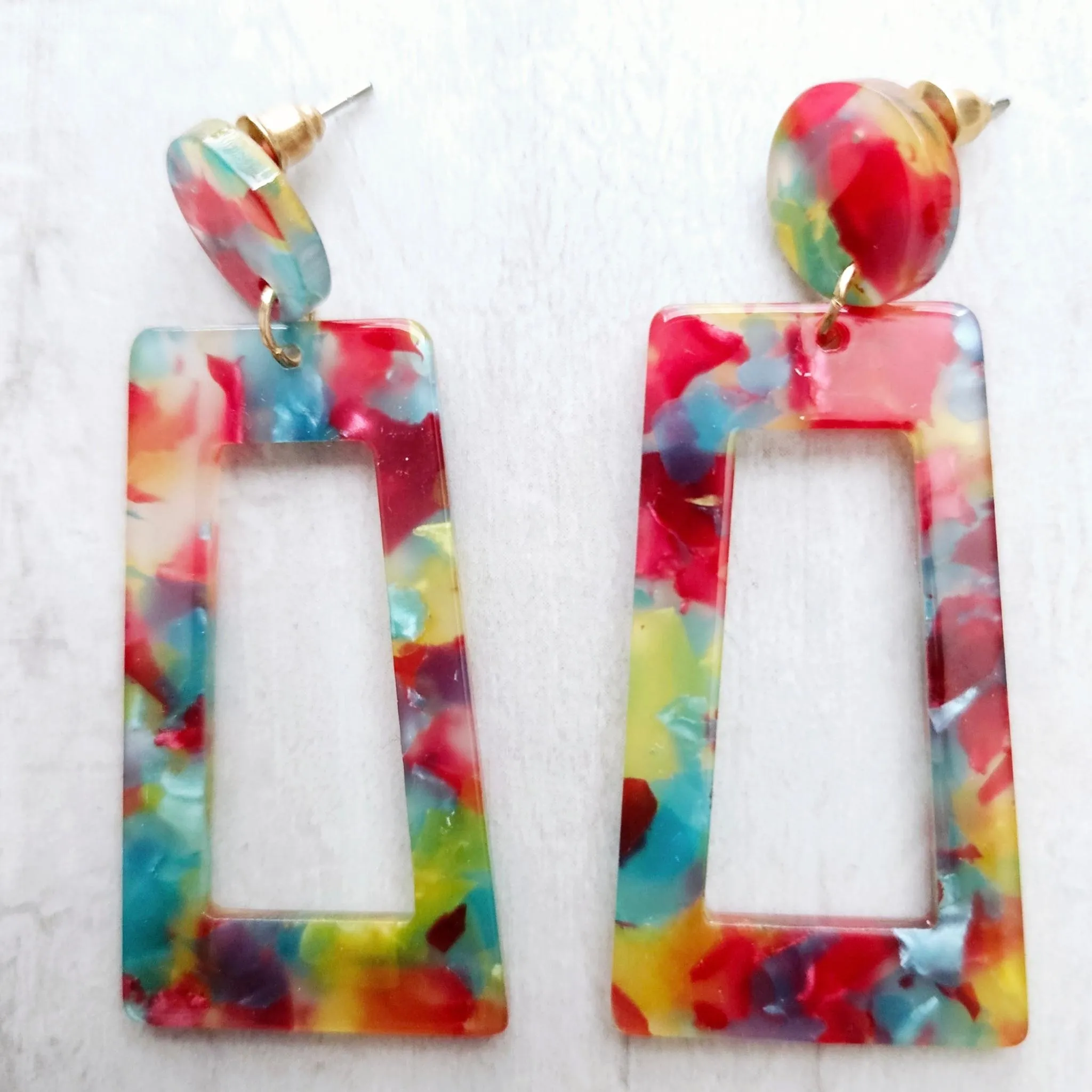 Trendy Square Tortoiseshell Drop Earrings