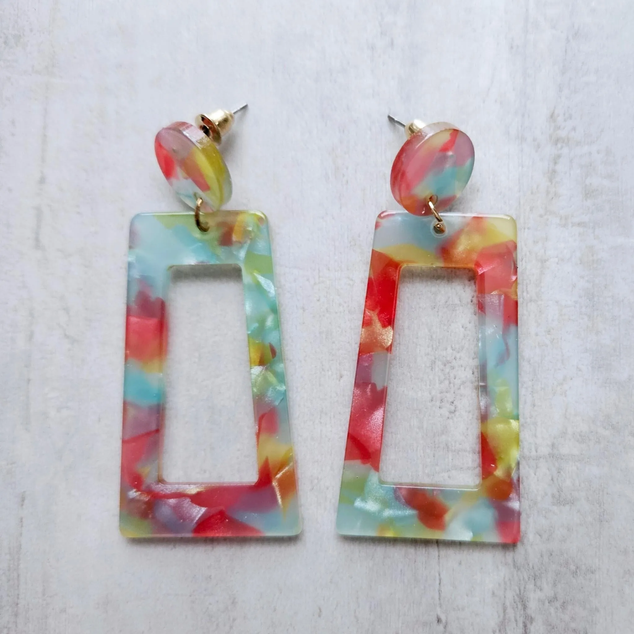 Trendy Square Tortoiseshell Drop Earrings