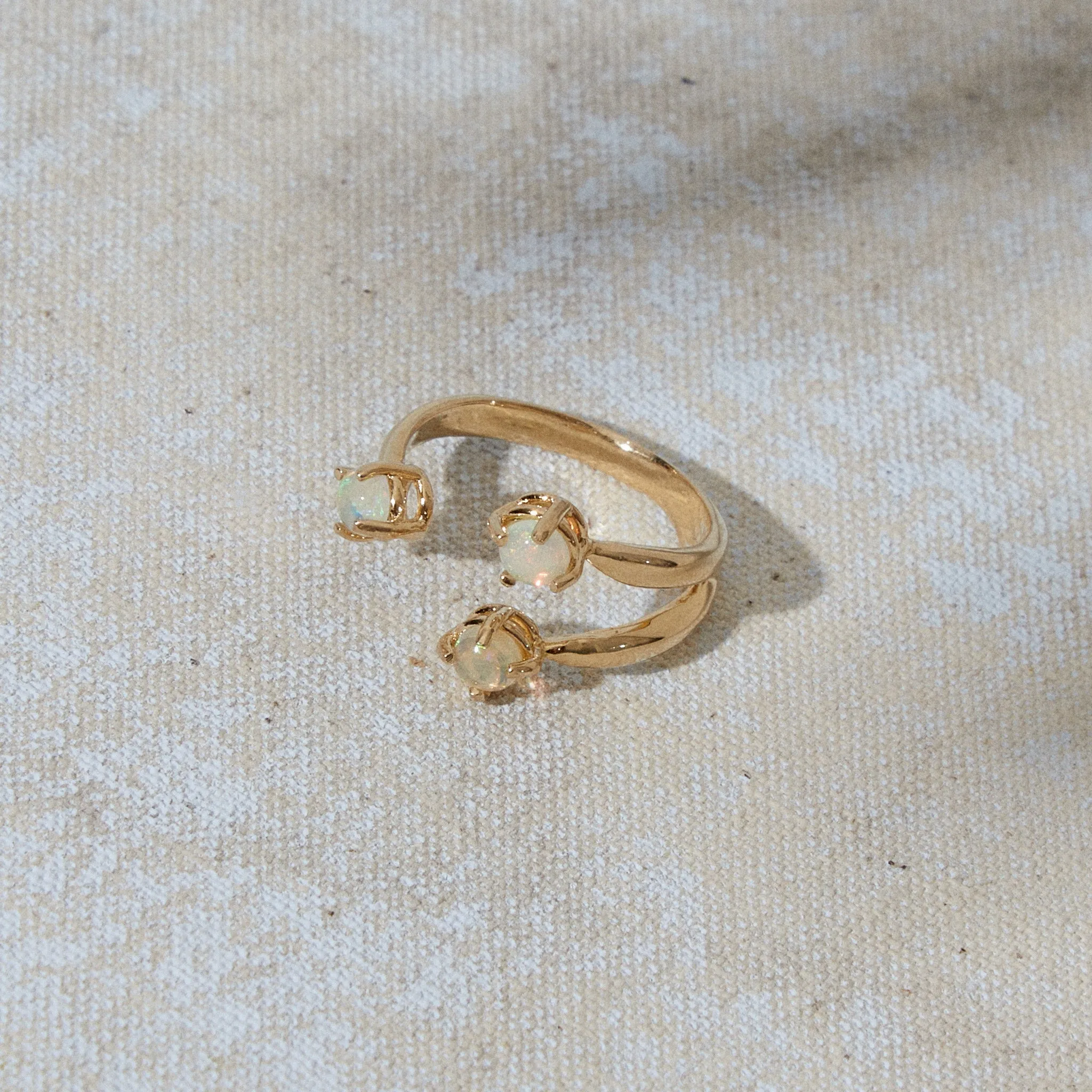 Triple Twisted Claw Ring with Stone in Opal