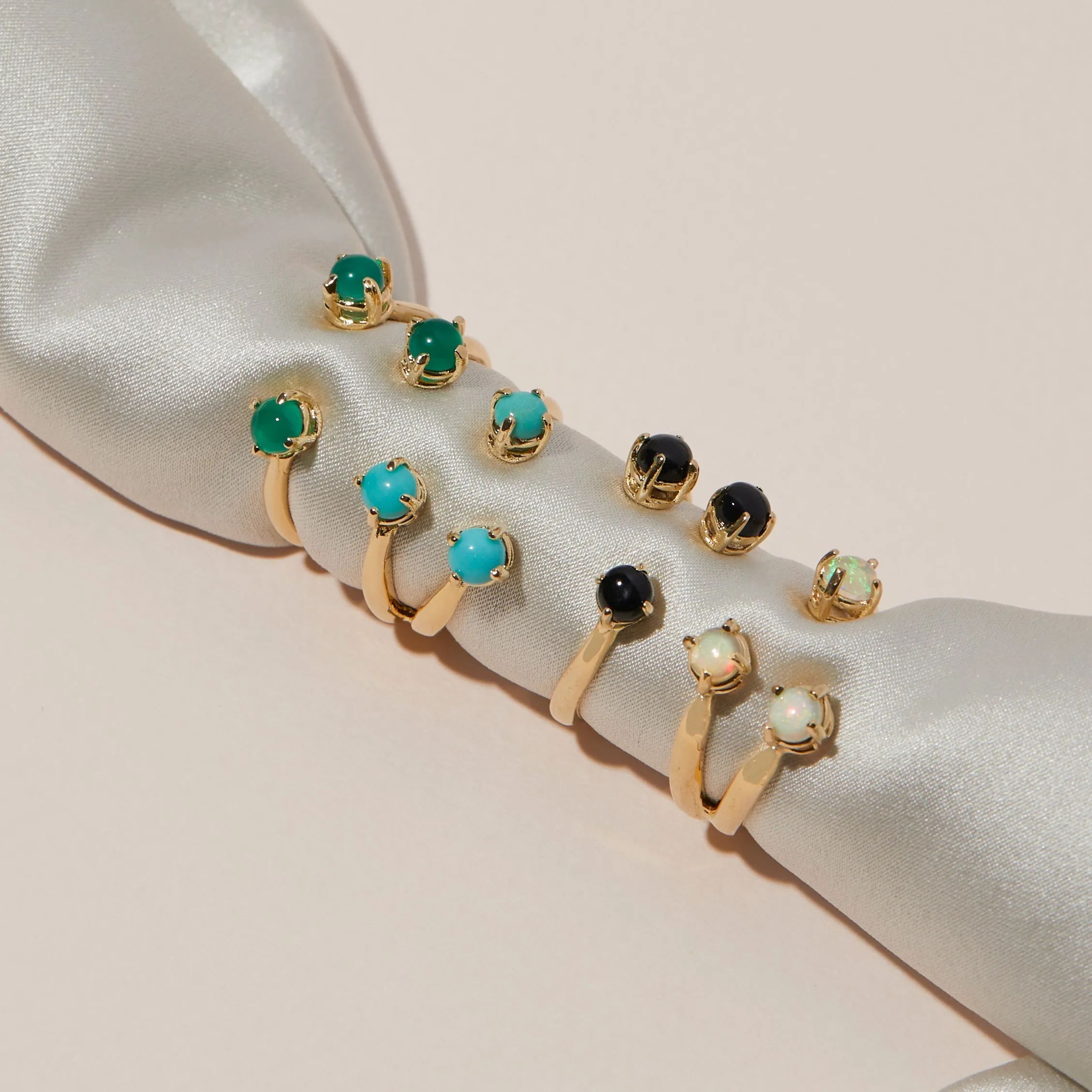 Triple Twisted Claw Ring with Stone in Opal