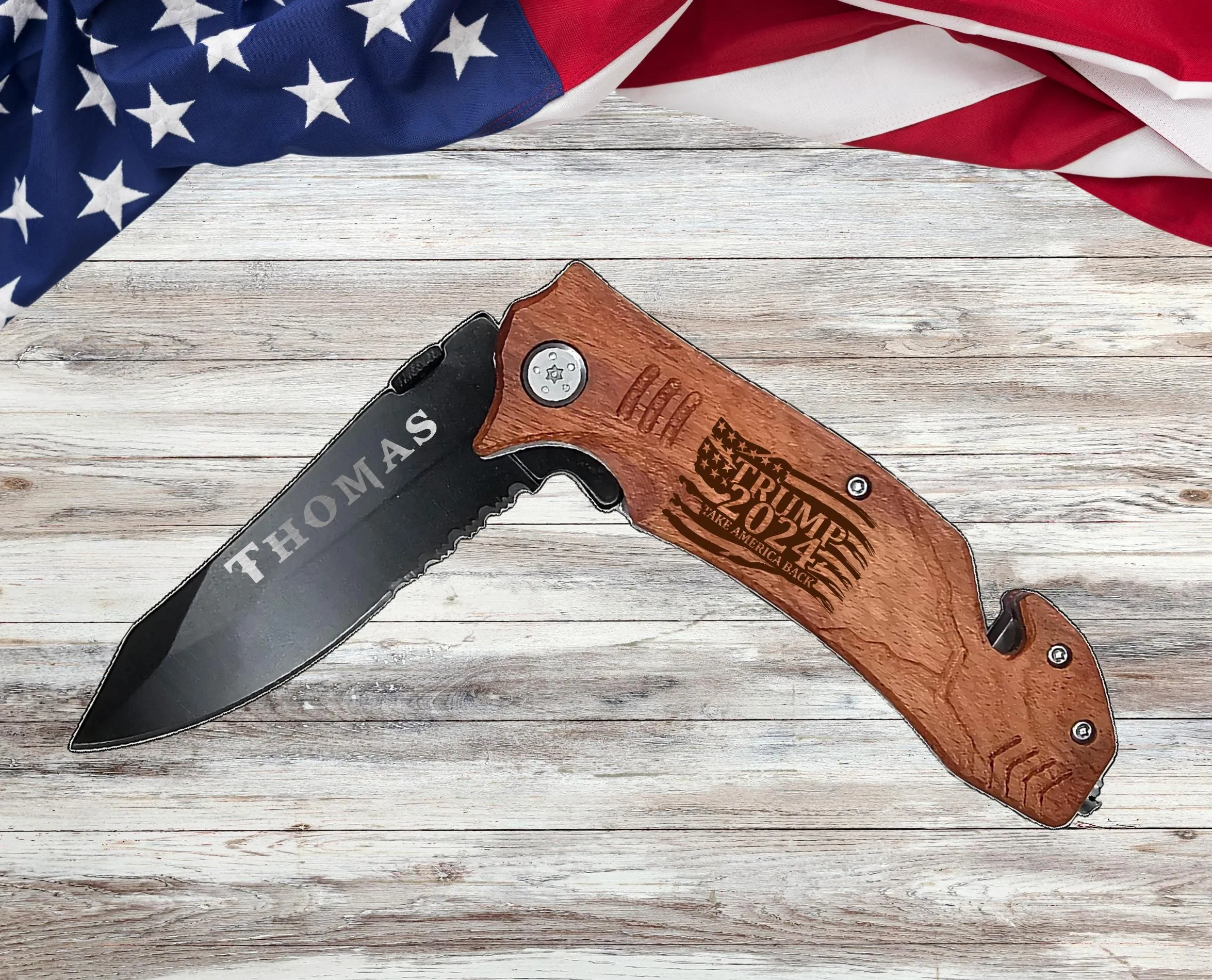 Trump 2024 Engraved Pocket Knife maga Gifts, Republican Veteran gift for him her, Gift for conservative Dad, Fathers Day gift, Military gift