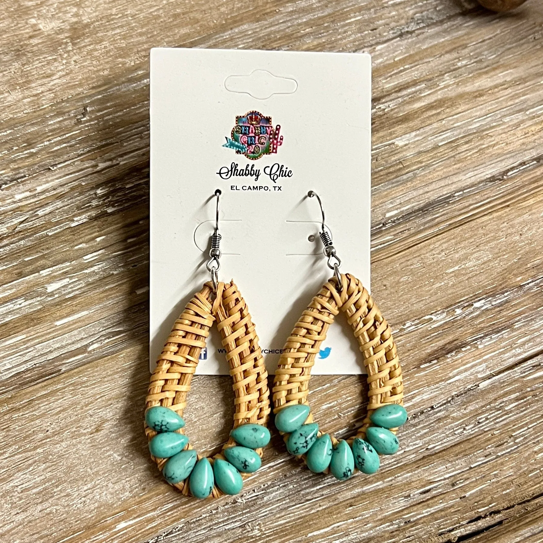 Turquoise and Wicker Earrings