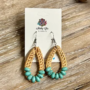 Turquoise and Wicker Earrings