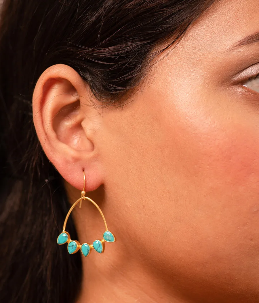 Turquoise Gold Plated Loop Earrings