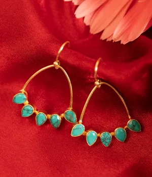 Turquoise Gold Plated Loop Earrings