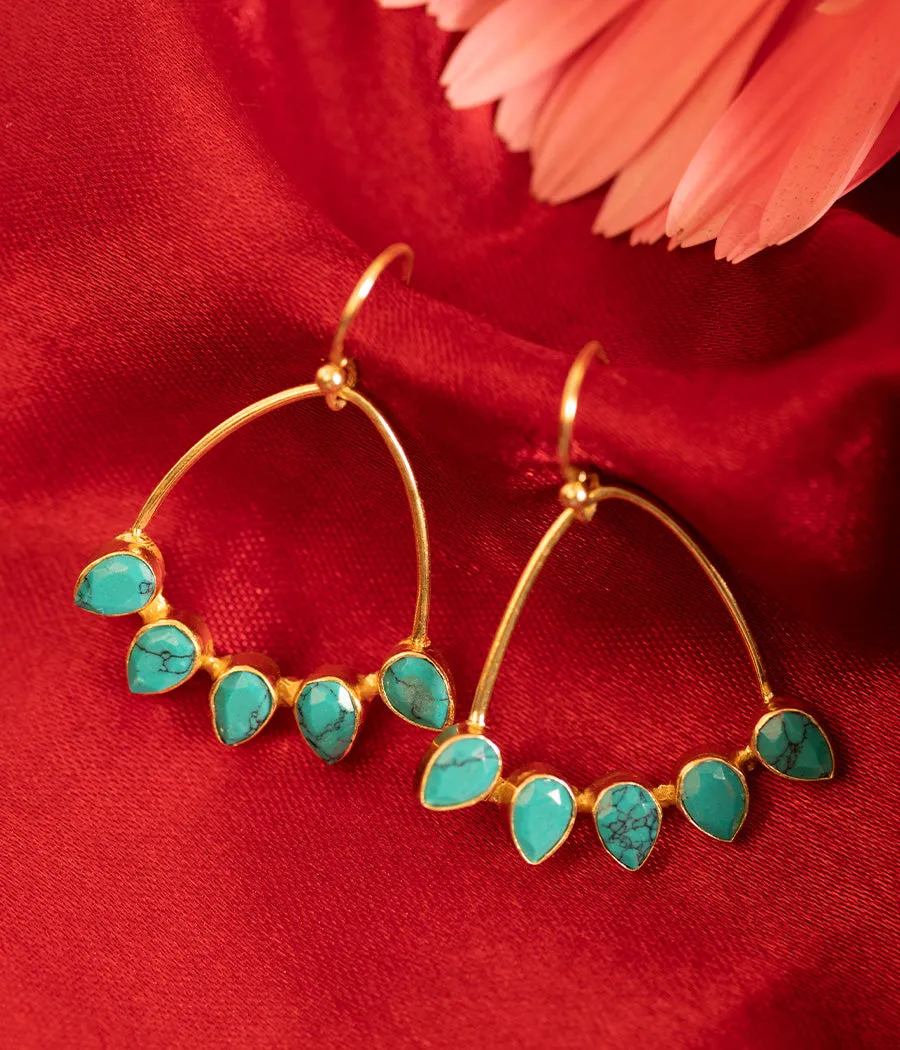 Turquoise Gold Plated Loop Earrings
